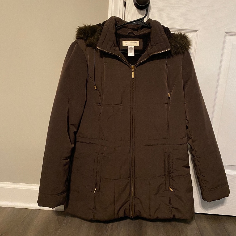 Jones New York Jacket Faux Fur Hood